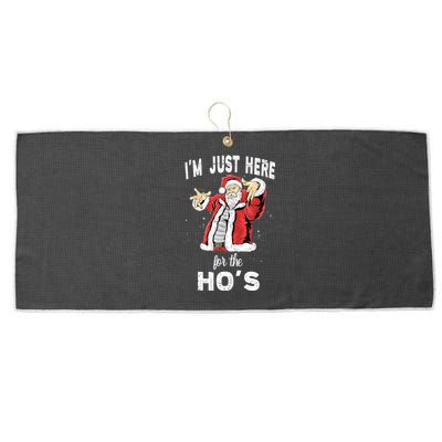 I'm Just Here For The Ho's, Funny Rude Christmas Santa Men Large Microfiber Waffle Golf Towel