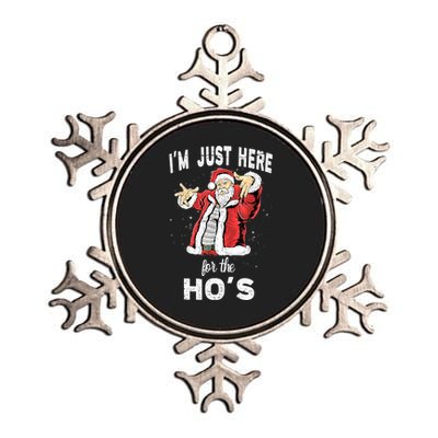 I'm Just Here For The Ho's, Funny Rude Christmas Santa Men Metallic Star Ornament