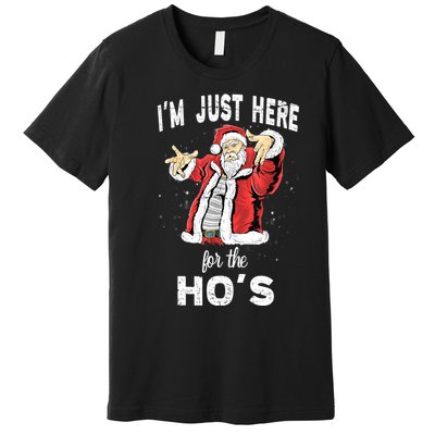 I'm Just Here For The Ho's, Funny Rude Christmas Santa Men Premium T-Shirt