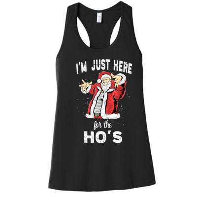 I'm Just Here For The Ho's, Funny Rude Christmas Santa Men Women's Racerback Tank