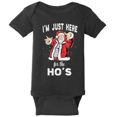 I'm Just Here For The Ho's, Funny Rude Christmas Santa Men Baby Bodysuit