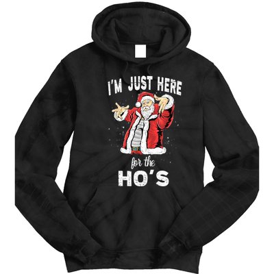 I'm Just Here For The Ho's, Funny Rude Christmas Santa Men Tie Dye Hoodie