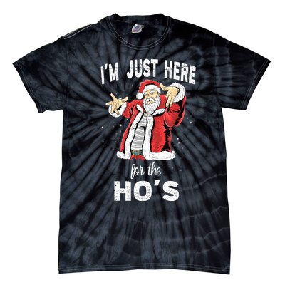 I'm Just Here For The Ho's, Funny Rude Christmas Santa Men Tie-Dye T-Shirt