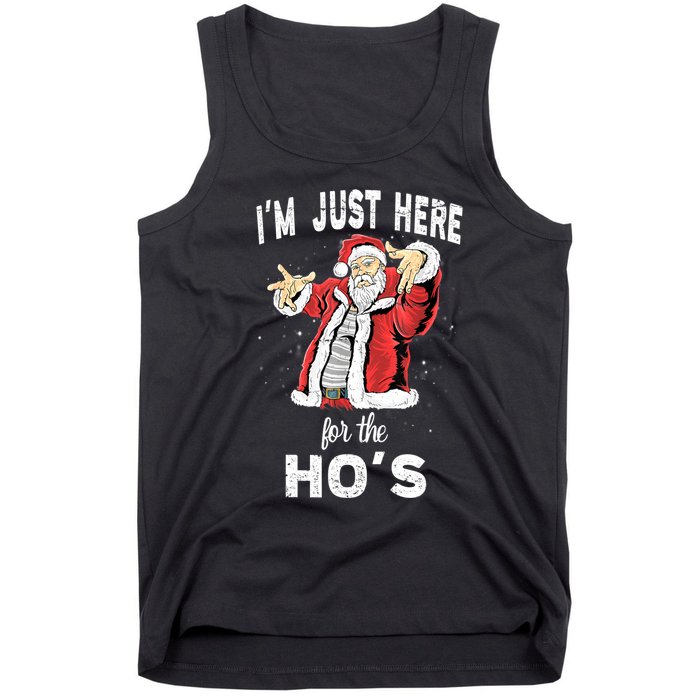 I'm Just Here For The Ho's, Funny Rude Christmas Santa Men Tank Top