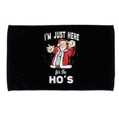 I'm Just Here For The Ho's, Funny Rude Christmas Santa Men Microfiber Hand Towel