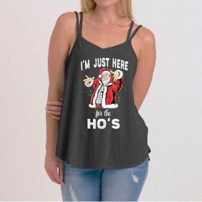 I'm Just Here For The Ho's, Funny Rude Christmas Santa Men Women's Strappy Tank