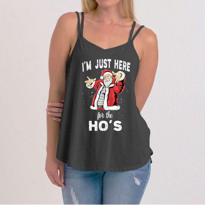 I'm Just Here For The Ho's, Funny Rude Christmas Santa Men Women's Strappy Tank