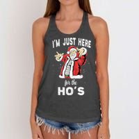 I'm Just Here For The Ho's, Funny Rude Christmas Santa Men Women's Knotted Racerback Tank