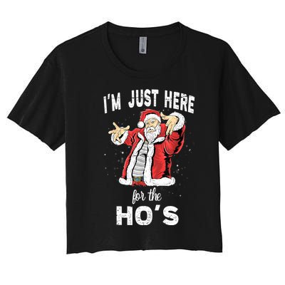 I'm Just Here For The Ho's, Funny Rude Christmas Santa Men Women's Crop Top Tee