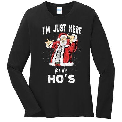 I'm Just Here For The Ho's, Funny Rude Christmas Santa Men Ladies Long Sleeve Shirt