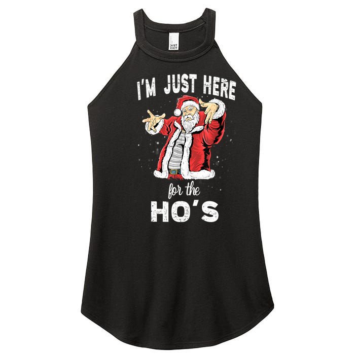 I'm Just Here For The Ho's, Funny Rude Christmas Santa Men Women's Perfect Tri Rocker Tank