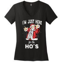 I'm Just Here For The Ho's, Funny Rude Christmas Santa Men Women's V-Neck T-Shirt