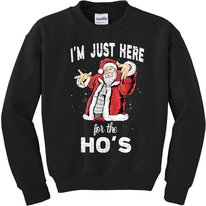 I'm Just Here For The Ho's, Funny Rude Christmas Santa Men Kids Sweatshirt