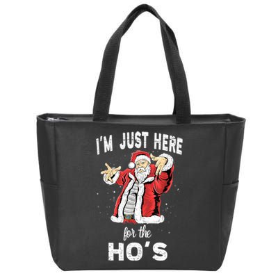 I'm Just Here For The Ho's, Funny Rude Christmas Santa Men Zip Tote Bag