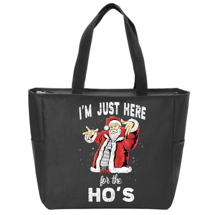 I'm Just Here For The Ho's, Funny Rude Christmas Santa Men Zip Tote Bag