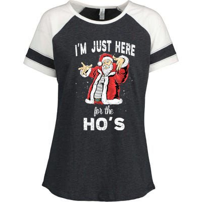 I'm Just Here For The Ho's, Funny Rude Christmas Santa Men Enza Ladies Jersey Colorblock Tee