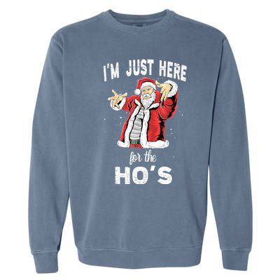 I'm Just Here For The Ho's, Funny Rude Christmas Santa Men Garment-Dyed Sweatshirt