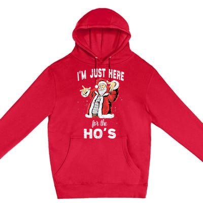 I'm Just Here For The Ho's, Funny Rude Christmas Santa Men Premium Pullover Hoodie