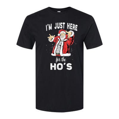 I'm Just Here For The Ho's, Funny Rude Christmas Santa Men Softstyle CVC T-Shirt