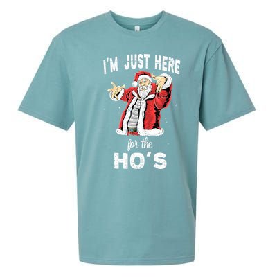 I'm Just Here For The Ho's, Funny Rude Christmas Santa Men Sueded Cloud Jersey T-Shirt