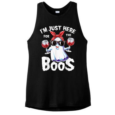 Im Just Here For The Boos Halloween Ghost Cute Funny Ladies PosiCharge Tri-Blend Wicking Tank