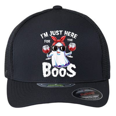 Im Just Here For The Boos Halloween Ghost Cute Funny Flexfit Unipanel Trucker Cap