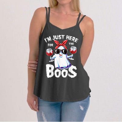 Im Just Here For The Boos Halloween Ghost Cute Funny Women's Strappy Tank