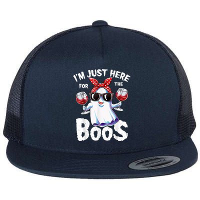 Im Just Here For The Boos Halloween Ghost Cute Funny Flat Bill Trucker Hat