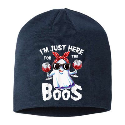 Im Just Here For The Boos Halloween Ghost Cute Funny Sustainable Beanie