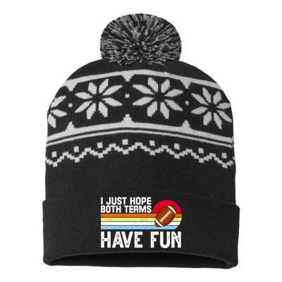 I Just Hope Both Teams Have Fun Retro Football Funny USA-Made Snowflake Beanie