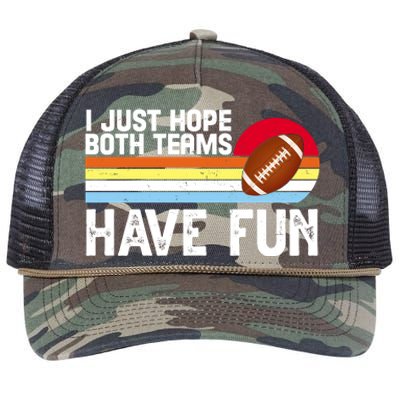 I Just Hope Both Teams Have Fun Retro Football Funny Retro Rope Trucker Hat Cap