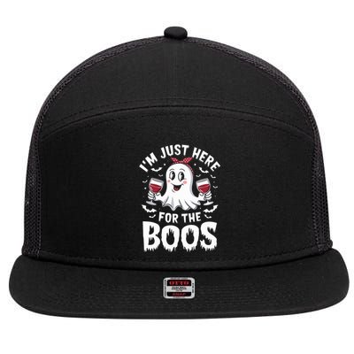 IM Just Here For The Boos Halloween Women Ghost Gifts 7 Panel Mesh Trucker Snapback Hat