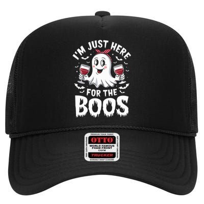 IM Just Here For The Boos Halloween Women Ghost Gifts High Crown Mesh Back Trucker Hat