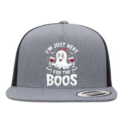 IM Just Here For The Boos Halloween Women Ghost Gifts Flat Bill Trucker Hat