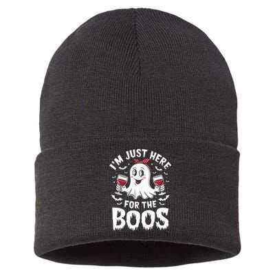 IM Just Here For The Boos Halloween Women Ghost Gifts Sustainable Knit Beanie