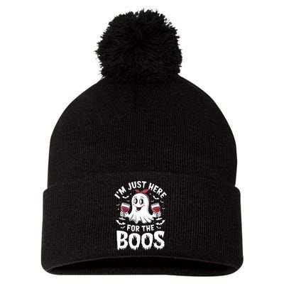 IM Just Here For The Boos Halloween Women Ghost Gifts Pom Pom 12in Knit Beanie