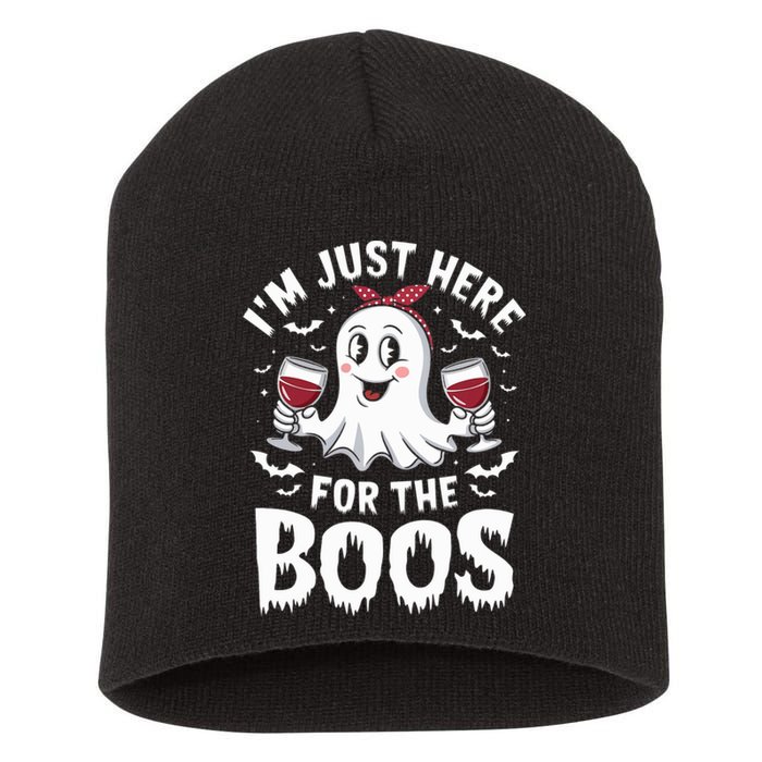 IM Just Here For The Boos Halloween Women Ghost Gifts Short Acrylic Beanie