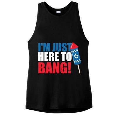 Im Just Here To Bang Firework 4th Of July Ladies PosiCharge Tri-Blend Wicking Tank