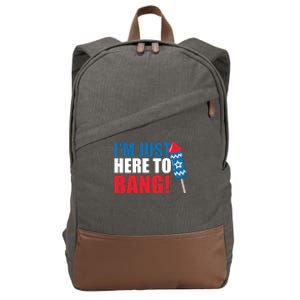 Im Just Here To Bang Firework 4th Of July Cotton Canvas Backpack