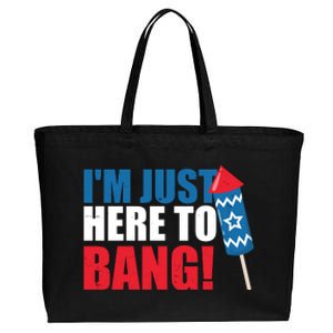 Im Just Here To Bang Firework 4th Of July Cotton Canvas Jumbo Tote