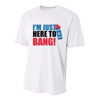 Im Just Here To Bang Firework 4th Of July Youth Performance Sprint T-Shirt