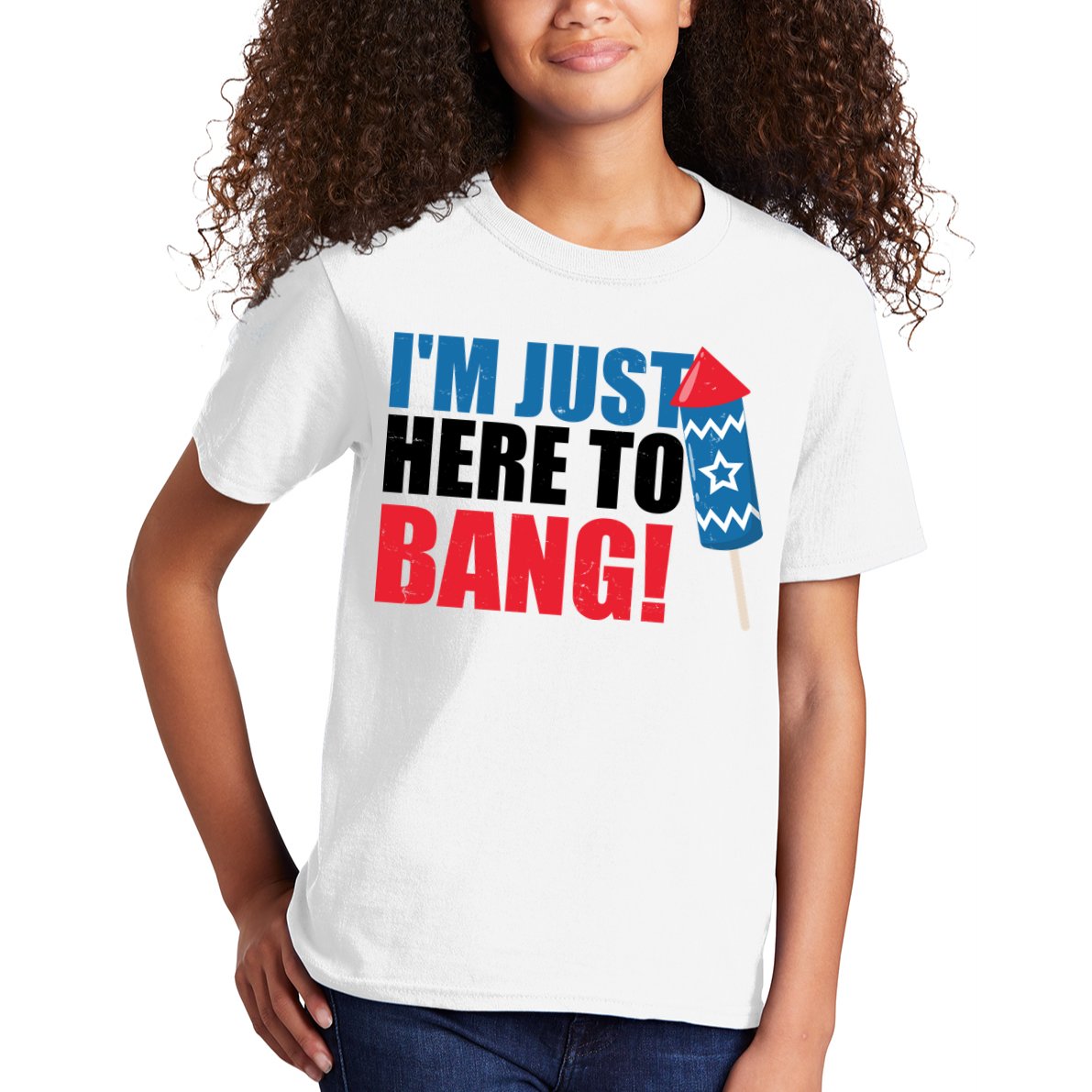 Im Just Here To Bang Firework 4th Of July Kids T-Shirt