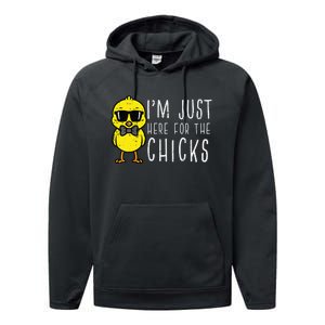 Im Just Here For The Chicks Cute Easter Performance Fleece Hoodie