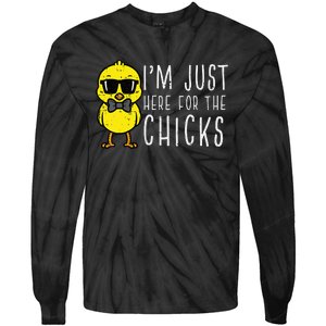 Im Just Here For The Chicks Cute Easter Tie-Dye Long Sleeve Shirt