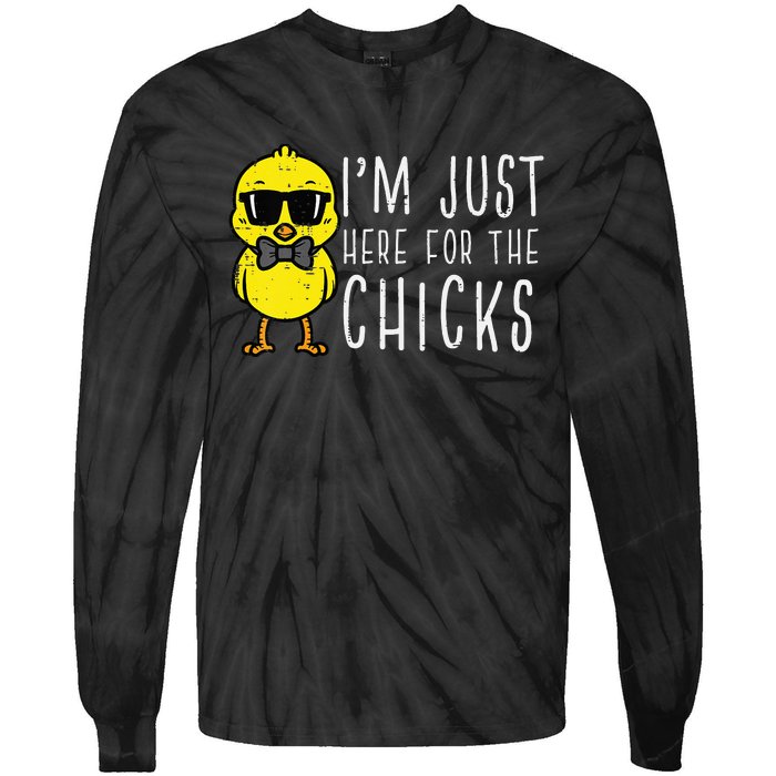 Im Just Here For The Chicks Cute Easter Tie-Dye Long Sleeve Shirt