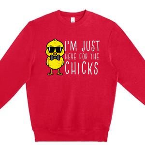 Im Just Here For The Chicks Cute Easter Premium Crewneck Sweatshirt