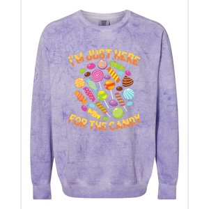 IM Just Here For The Candy Funny Halloween Pun Colorblast Crewneck Sweatshirt