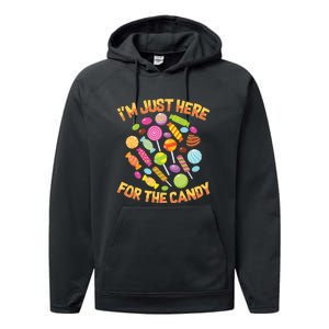 IM Just Here For The Candy Funny Halloween Pun Performance Fleece Hoodie