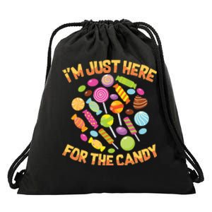 IM Just Here For The Candy Funny Halloween Pun Drawstring Bag