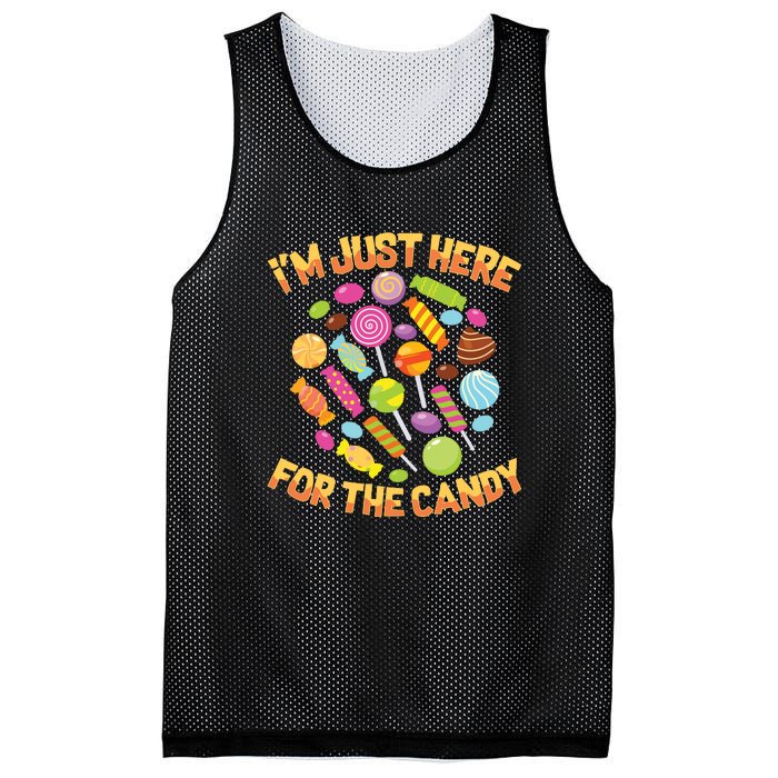 IM Just Here For The Candy Funny Halloween Pun Mesh Reversible Basketball Jersey Tank